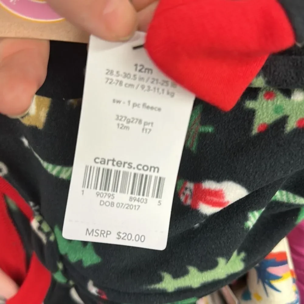 Carters Fleece Holiday Sleeper Pjs 12m‎ NWT